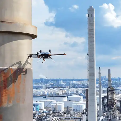 Drone inspecting industrial site